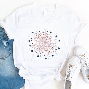 Firework USA Patriotic 4th Of July Independence Day Fan Gift Graphic T-Shirt 90